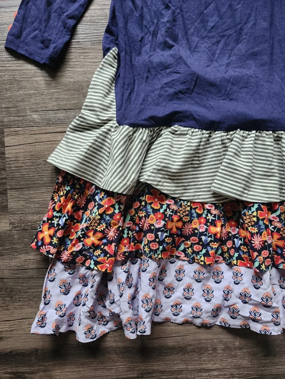 NWT Matilda Jane 435 Night Falls Mixed Print Navy Tiered Floral Ruffle Dress